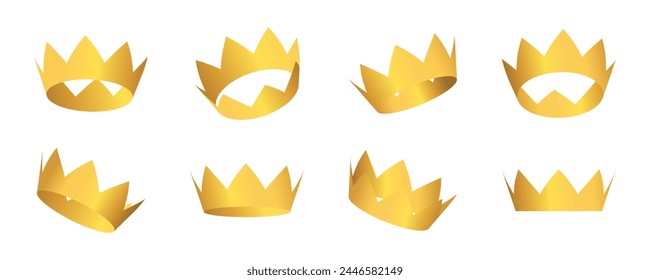 Crown set. Crown icon. Realistic style. Vector illustration.