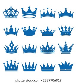 Crown set icon. Crown symbol collection. Collection of crown silhouette