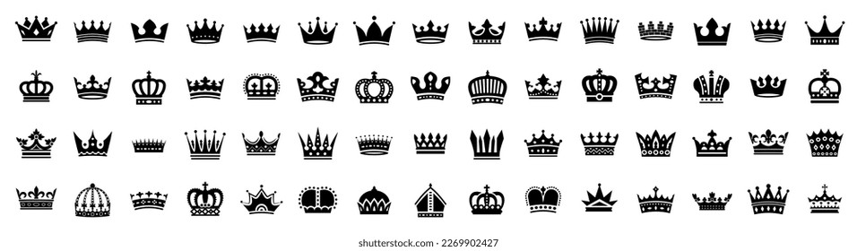Icono de conjunto de corona . Ilustración vectorial.