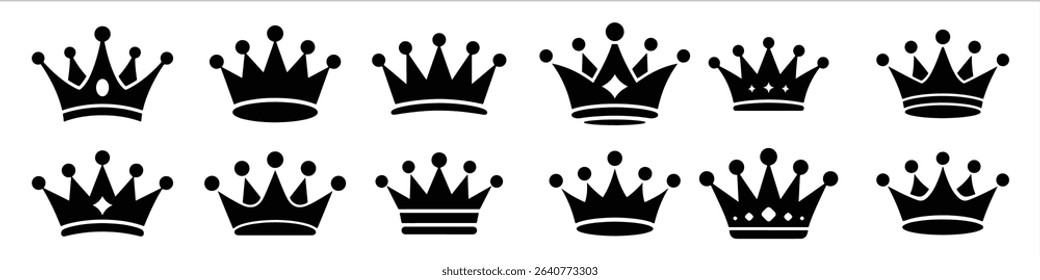 crown set icon vector on white background.