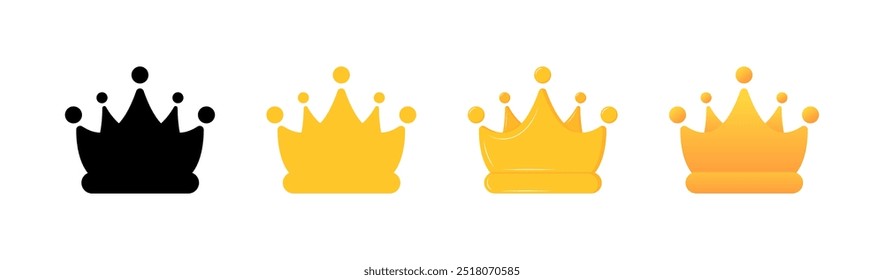 Ícones do conjunto de coroas. Estilo plano e silhueta. Ícones de vetor.
