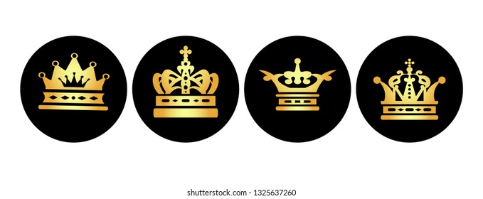 Crown set icons, vector illustration