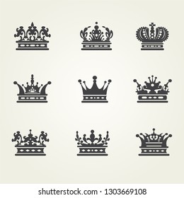 Crown set icons. Vector image