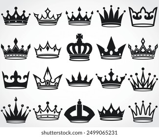 Conjunto de corona de color monocromo, icono de Web elemento de logotipo real