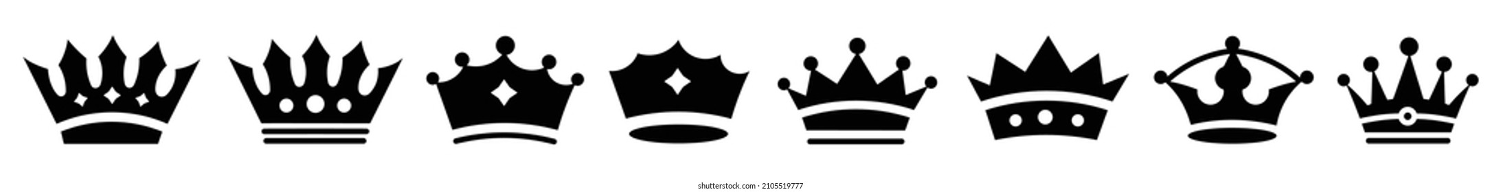 Crown set Royal icons collection set, Big collection crowns Vintage vector