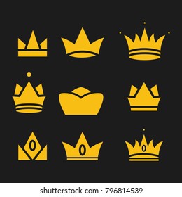 Crown set royal king vector logo design abstract emblem premium gold illustration isolated
