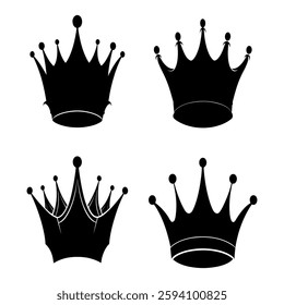 Crown set silhouette art vector  illustration  design