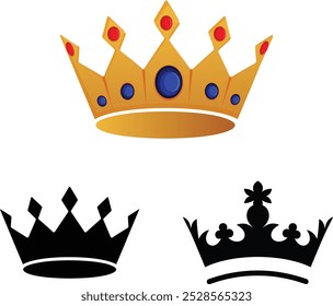crown set silhouette vector illustration