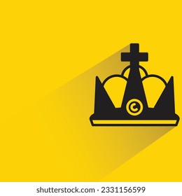 crown with shadow on yellow background