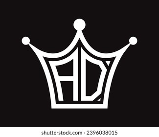 Crown shape AD letter logo design vector art.