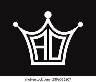 Forma de la corona AO diseño del logotipo de la letra arte vectorial