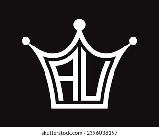 Crown shape AU letter logo design vector art