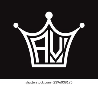 Forma de la corona AV diseño de logotipo de letra vectorial arte