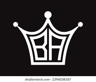 Crown shape BA letter logo design vector art