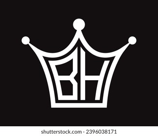 Forma de la corona diseño del logotipo de la letra BH arte vectorial