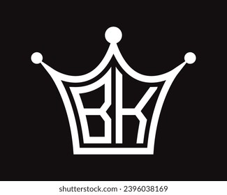 Crown shape BK letter logo design vector art