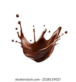 Crown Shape Chocolate Splash Isolated On White Background. EPS10 Vector