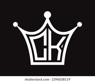 Crown shape CK letter logo design vector art