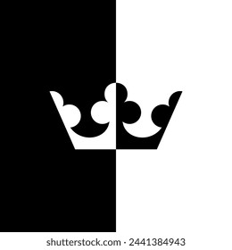 Forma de la corona en color de contraste, blanco negro, se puede utilizar para papel tapiz, cubierta, decoración, adorno, ornamento, fondo, envoltura, tela, textil, moda, azulejo, patrón de alfombra, etc. Vector  