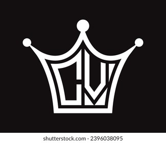 Crown shape CV letter logo design vector art 