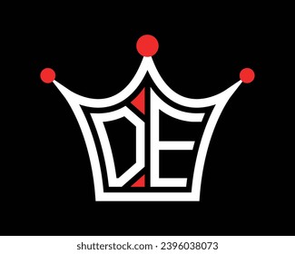 Crown shape DE letter logo design vector art