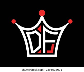 Crown shape DF letter logo design vector art