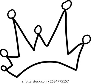 Línea Doodle en forma de corona en negro
