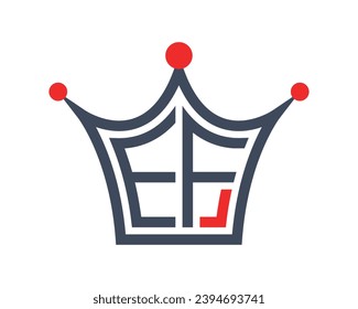 Crown shape EF letter logo design vector art