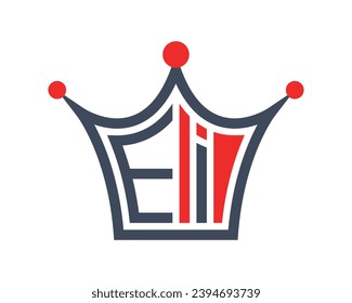 Crown shape EI letter logo design vector art