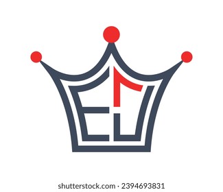 Dibujo vectorial de diseño del logotipo de la letra EJ de forma de corona.