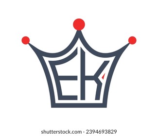 Forma de la corona EK diseño del logotipo de la letra arte vectorial