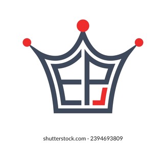 Crown shape EP letter logo design vector art