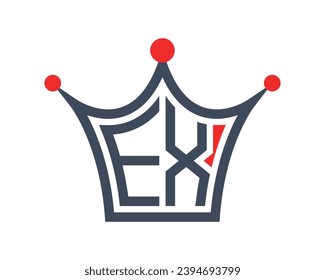 
Forma de la corona diseño del logotipo de la letra EX arte vectorial