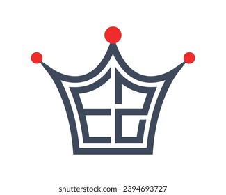 Crown shape EZ letter logo design vector art