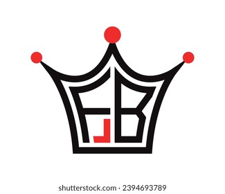 Crown shape FB letter logo design vector art