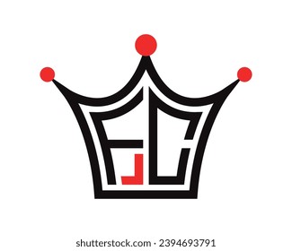 Crown shape FC letter logo design vector art.