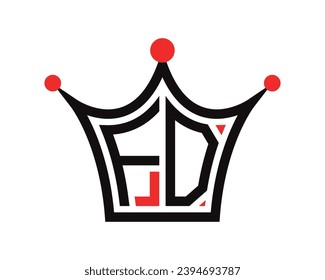 Crown shape FD letter logo design vector art