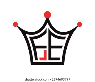 Crown shape FE letter logo design vector art.