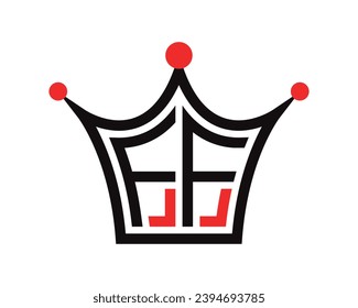 Crown shape FF letter logo design vector art