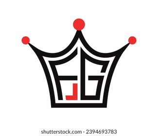 Crown shape FG letter logo design vector art