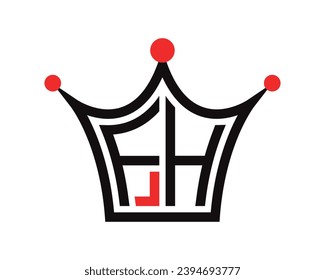 Crown shape FH letter logo design vector art