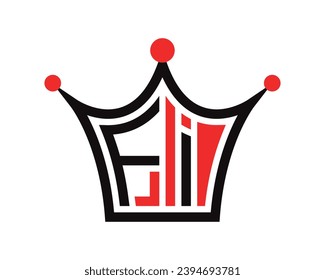 Crown shape FI letter logo design vector art