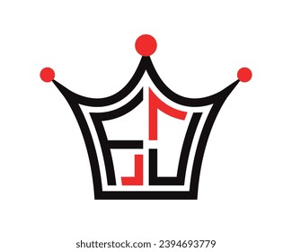 Crown shape FJ letter logo design vector art