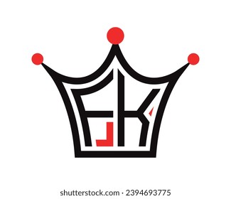 Crown shape FK letter logo design vector art