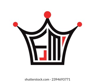 Crown shape FM letter logo design vector art