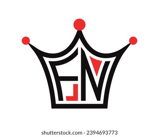 Crown shape FN letter logo design vector art.