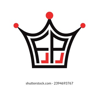 Crown shape FP letter logo design vector art