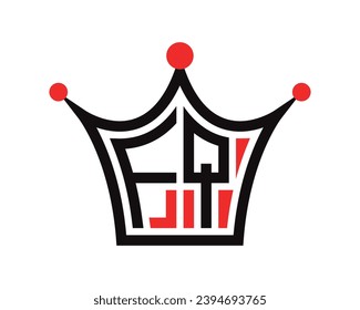 Crown shape FQ letter logo design vector art