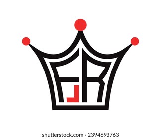 Crown shape FR letter logo design vector art