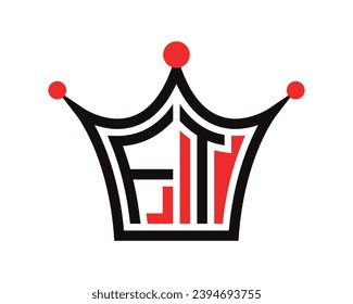 Crown shape FT letter logo design vector art.